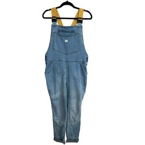 Ripton & Co. Women’s Blue Denim Overalls Yellow Straps Sz L